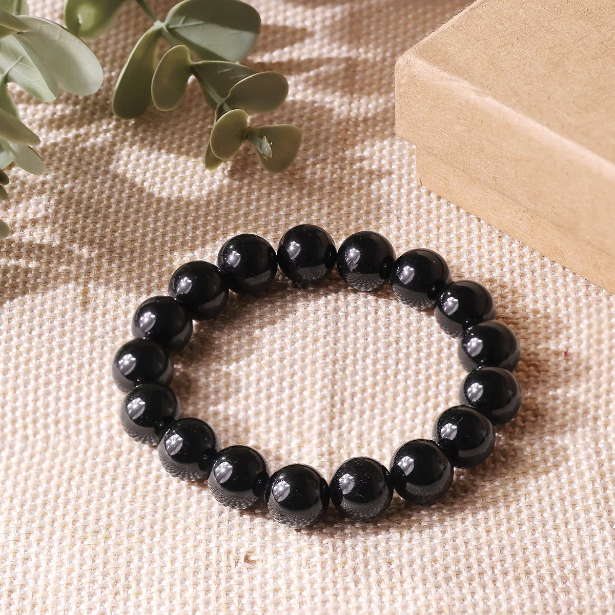 Black Tourmaline Round Beads Bracelet (4)