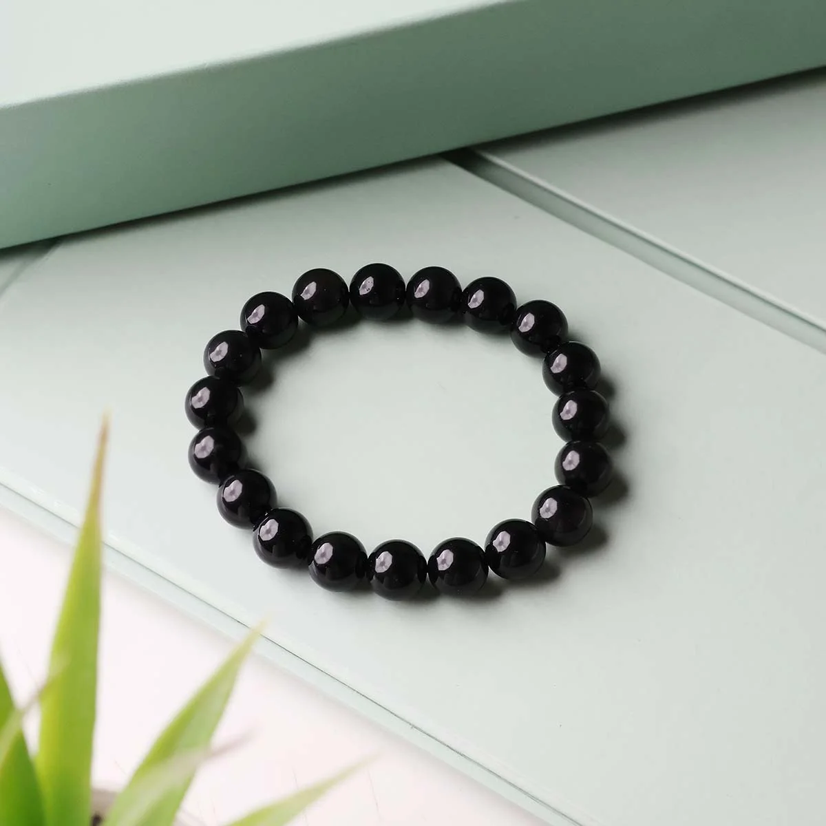 Black Tourmaline Round Beads Bracelet (9) - Copy