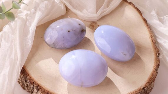 Blue Chalcedoney Palm Stone