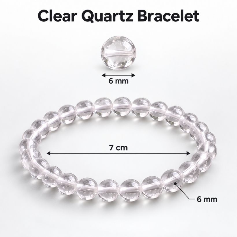 Clear Quartz Round Beads Bracelet (1) clear quartz round beads bracelet