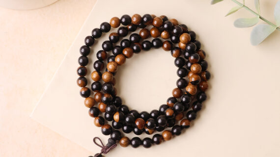 Ebony Yin Yang Wood Mala 8mm