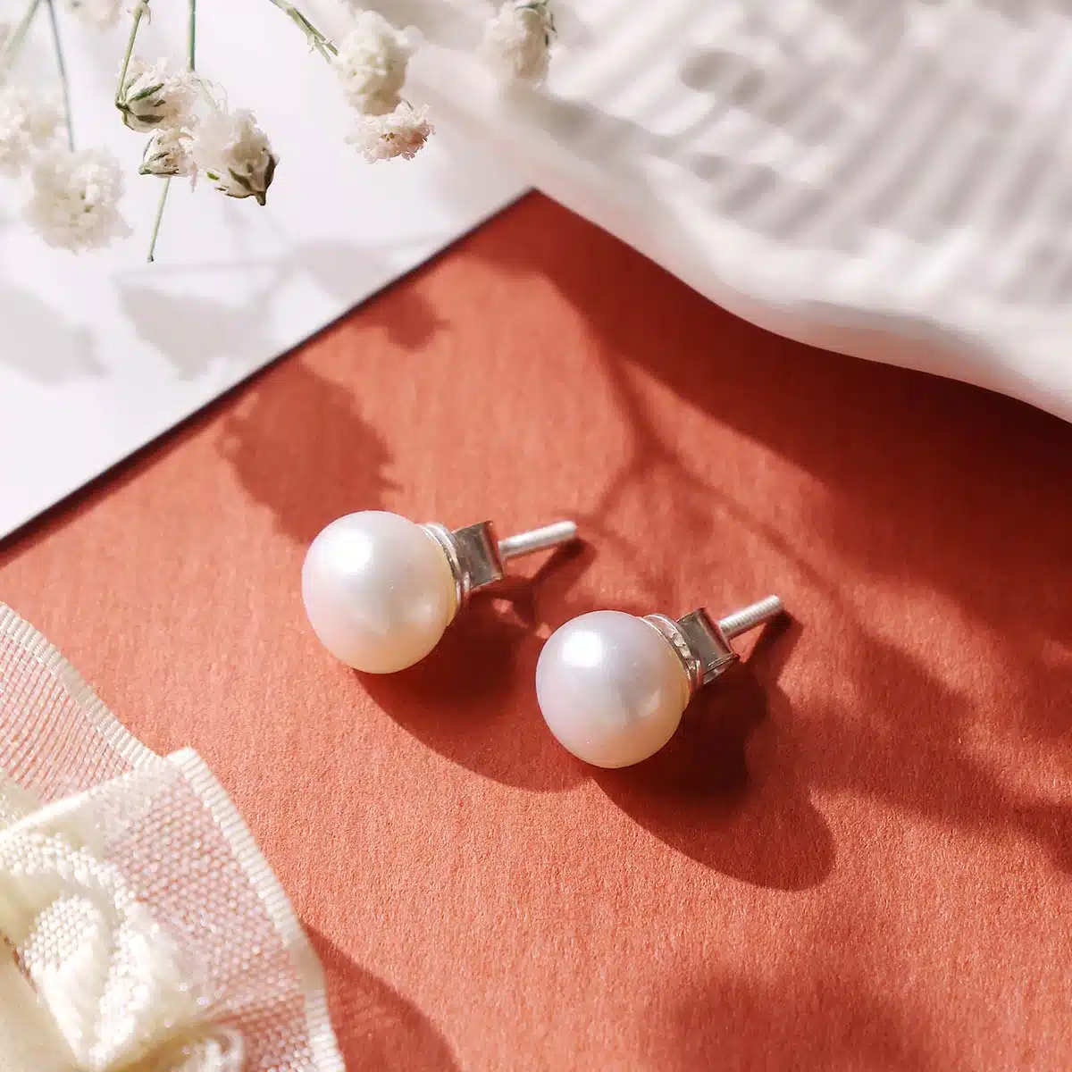 Fresh water pearl stud earring silver (2)