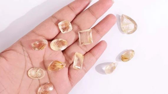 Golden Rutile Faceted Cabochon