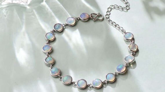 Ethiopian Opal Coins Bracelet Silver