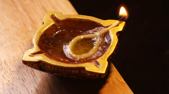 Red Aventurine 4 Face Diya Printed