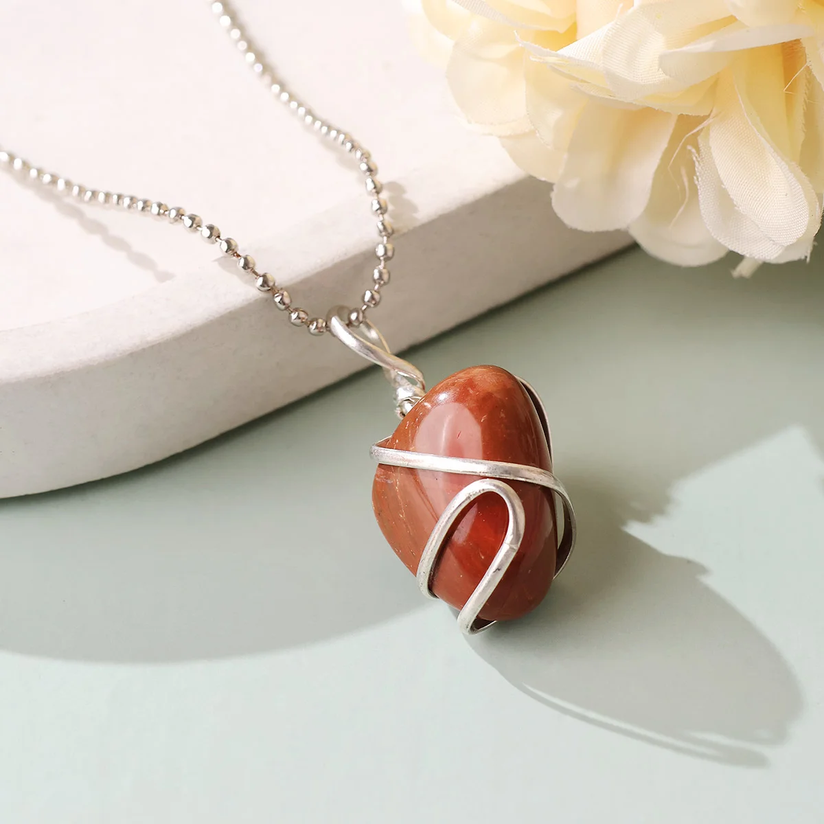 Red Jasper Tumble Wire Pendant (2)