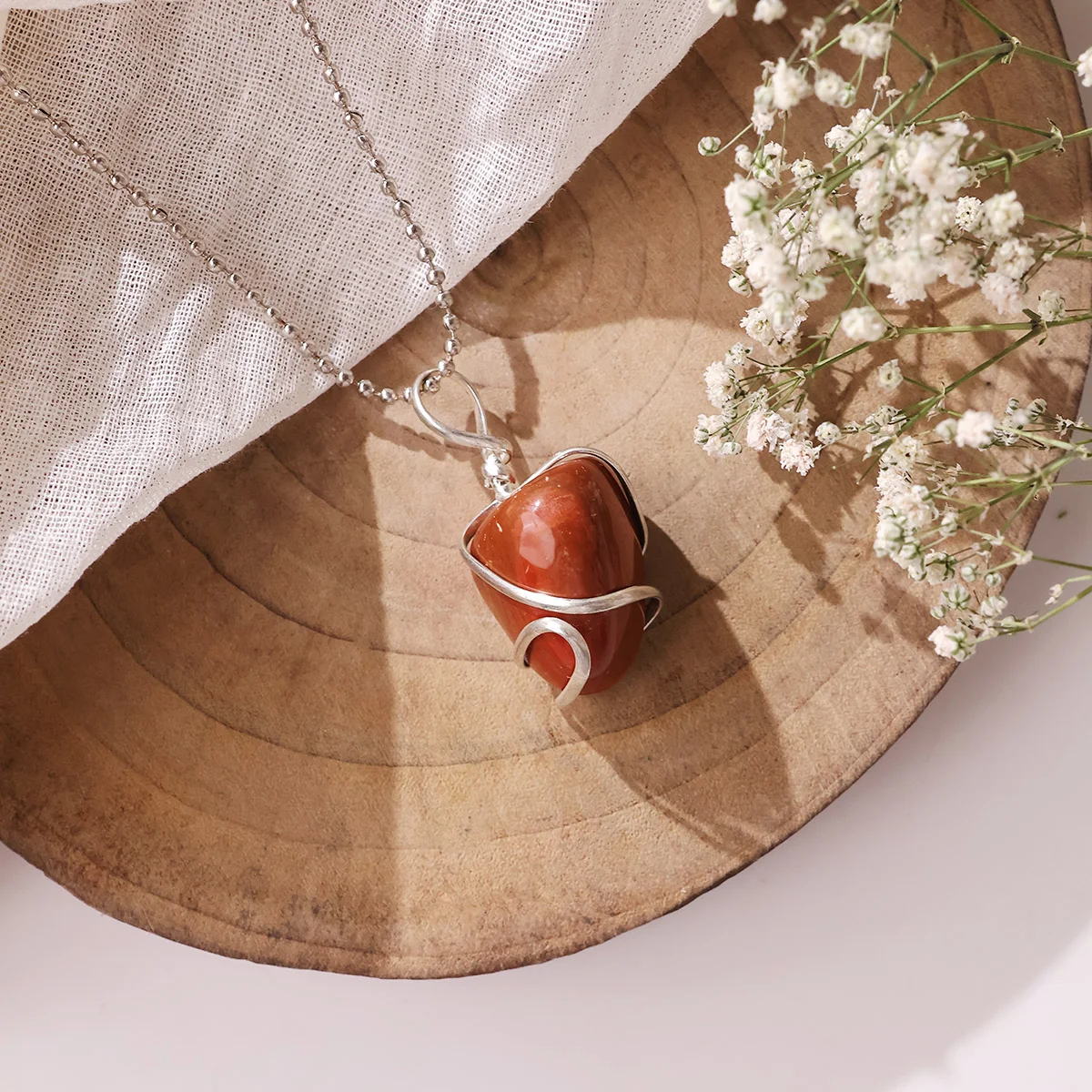 Red Jasper Tumble Wire Pendant (3)