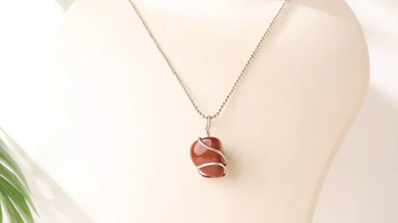 Red Jasper Tumble Wire Pendant