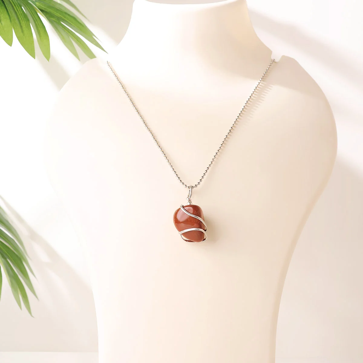 Red Jasper Tumble Wire Pendant (5)