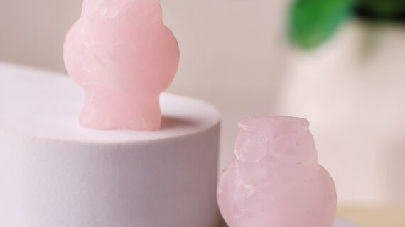 Rose Quartz Owl 1 Inch