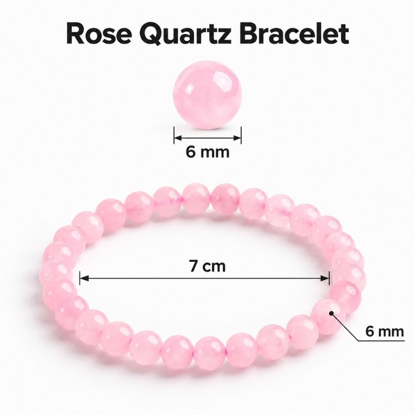 Rose Quartz Round Beads Bracelet (1) rose quartz round beads bracelet