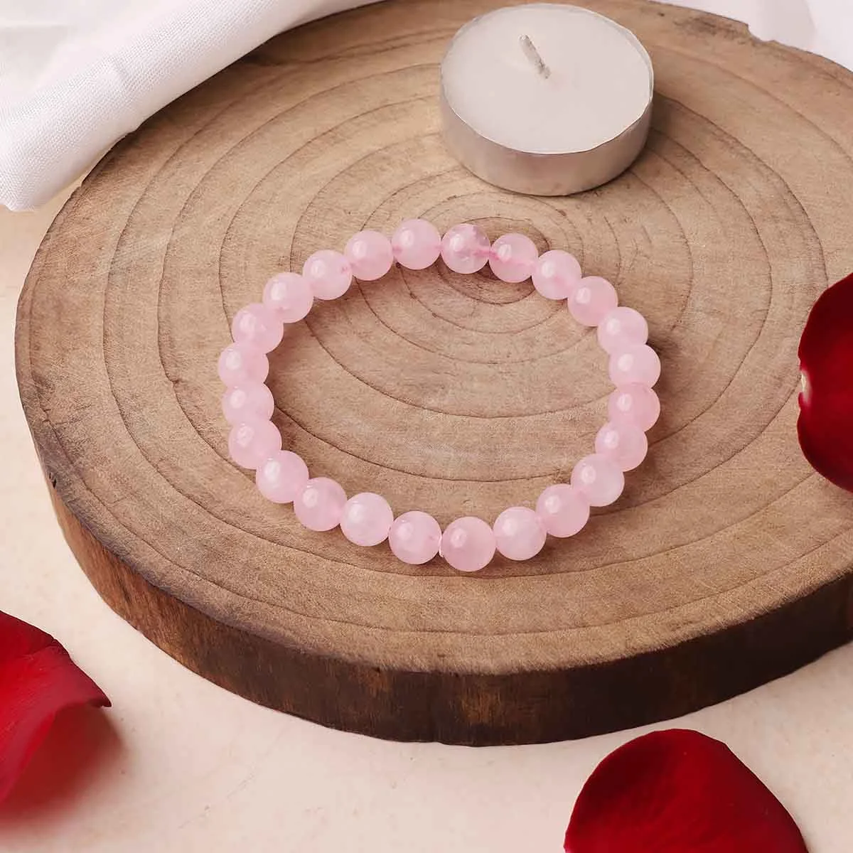 Rose Quartz Round Beads Bracelet (1) rose quartz round beads bracelet