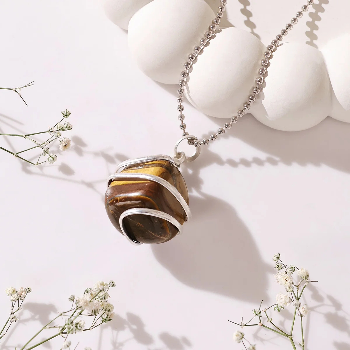 Tiger Eye Tumble Wire Pendant (9)