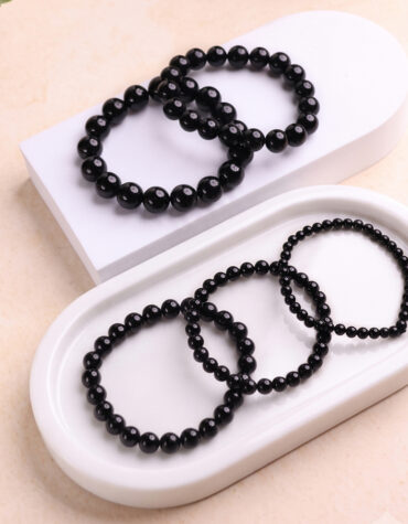 black tourmaline round beads bracelet
