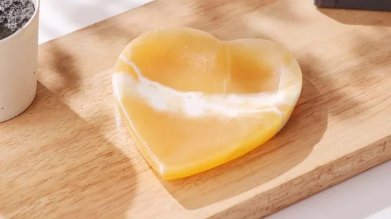 Yellow Calcite Heart Bowl