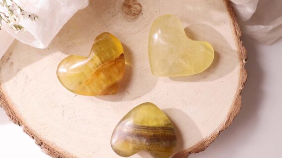 Yellow Fluorite Heart