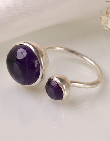 amethyst double stone ring silver