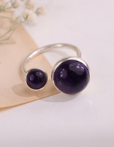 amethyst double stone ring silver