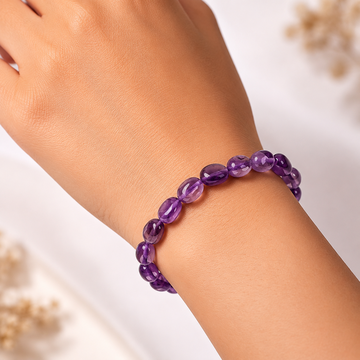 Amethyst Small Tumble Bracelet-Shubhanjali Store (1) amethyst small tumble bracelet