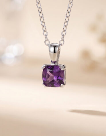 amethyst square pendant silver