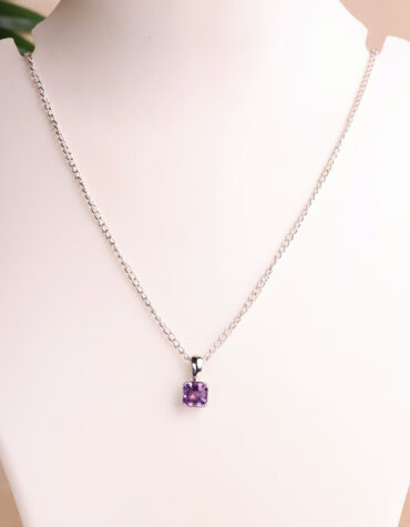 amethyst square pendant silver