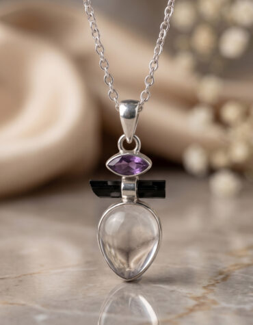 amethyst with b t & cq pendant silver
