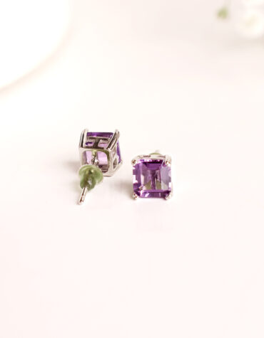 amethyst stud earring silver