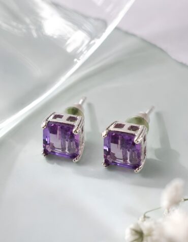 amethyst stud earring silver