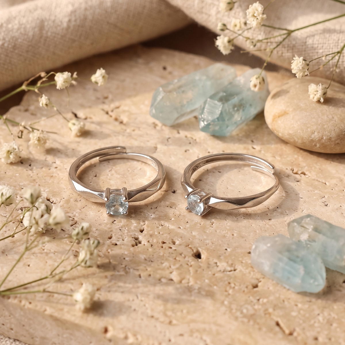 Aquamarin Small Ring Silver-Shubhanjali Store (1) aquamarine small ring silver