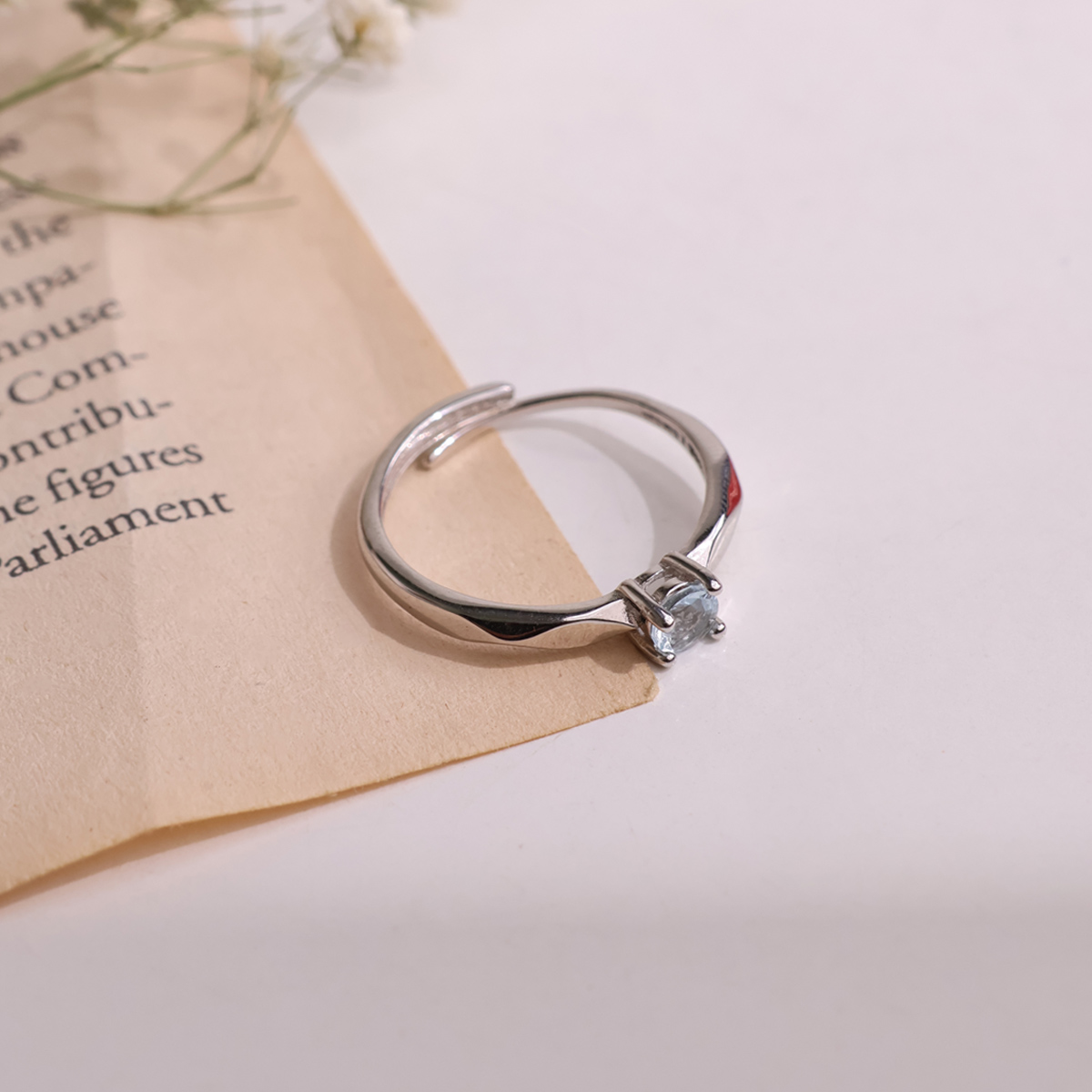 Aquamarine Small Ring Silver