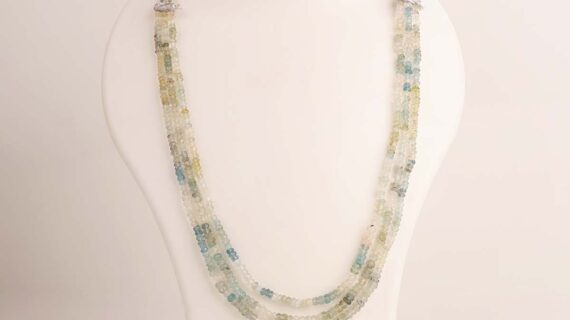 Aquamarine 3 Layer Bati Faceted Necklace
