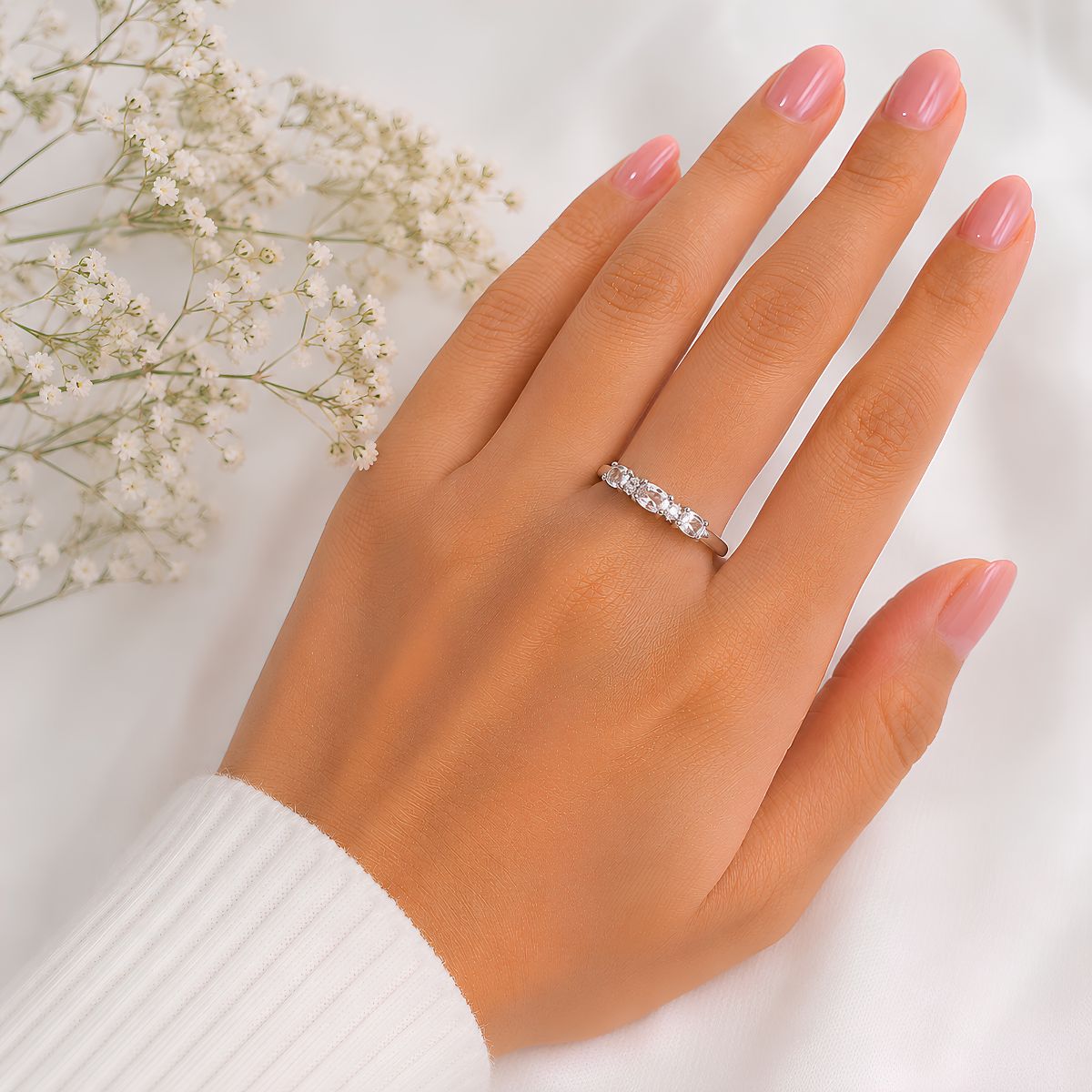 Aquamarine 4 Stone Silver Ring-Shubhanjali Store (2) aquamarine 4 stone silver ring