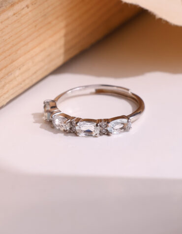 aquamarine 4 stone silver ring