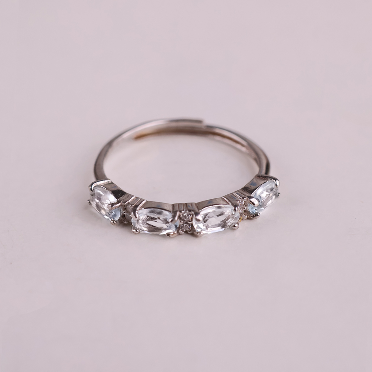 Aquamarine 4 Stone Silver Ring-Shubhanjali Store (4) aquamarine 4 stone silver ring