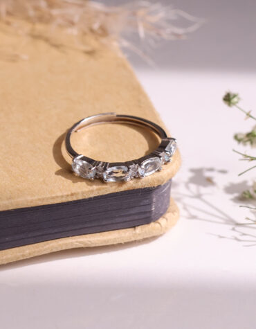 aquamarine 4 stone silver ring