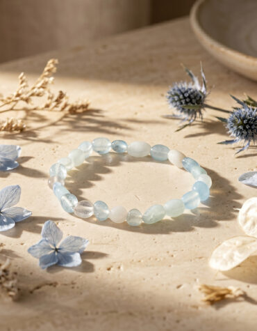 aquamarine small tumble beads bracelet