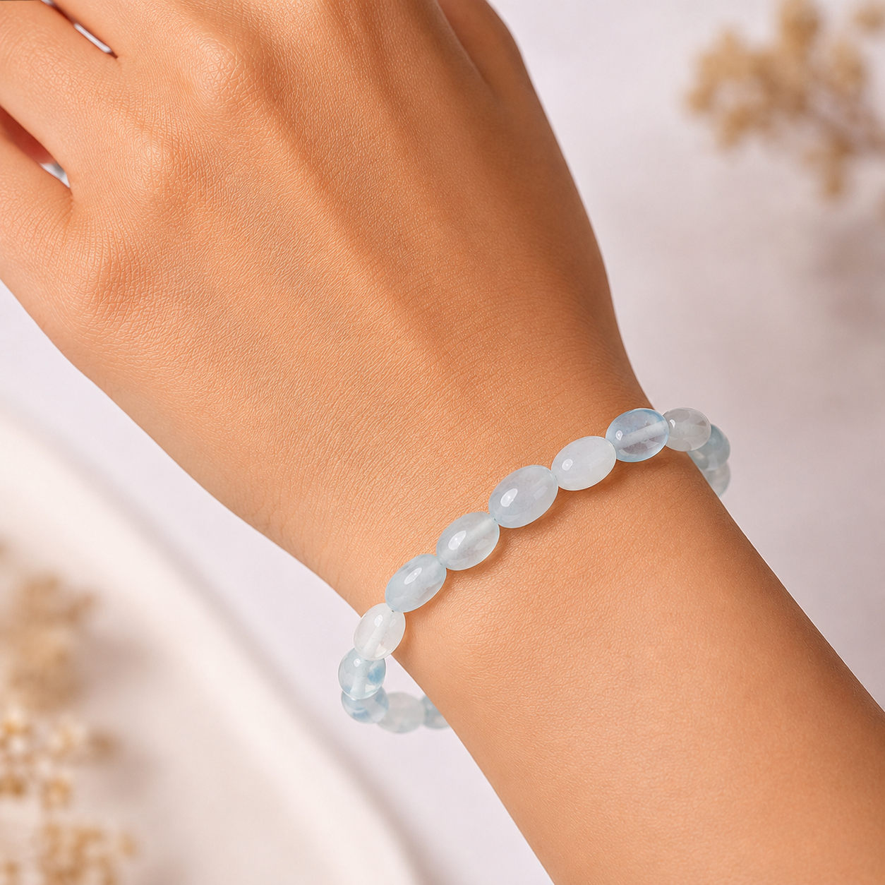 Aquamarine Small Tumble Beads Bracelet-Shubhanjali Store (1) aquamarine small tumble beads bracelet