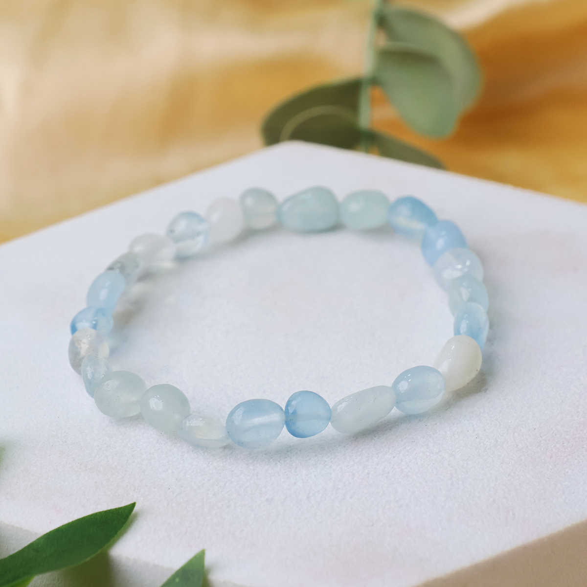 Aquamarine Small Tumble Beads Bracelet-Shubhanjali Store (2) aquamarine small tumble beads bracelet