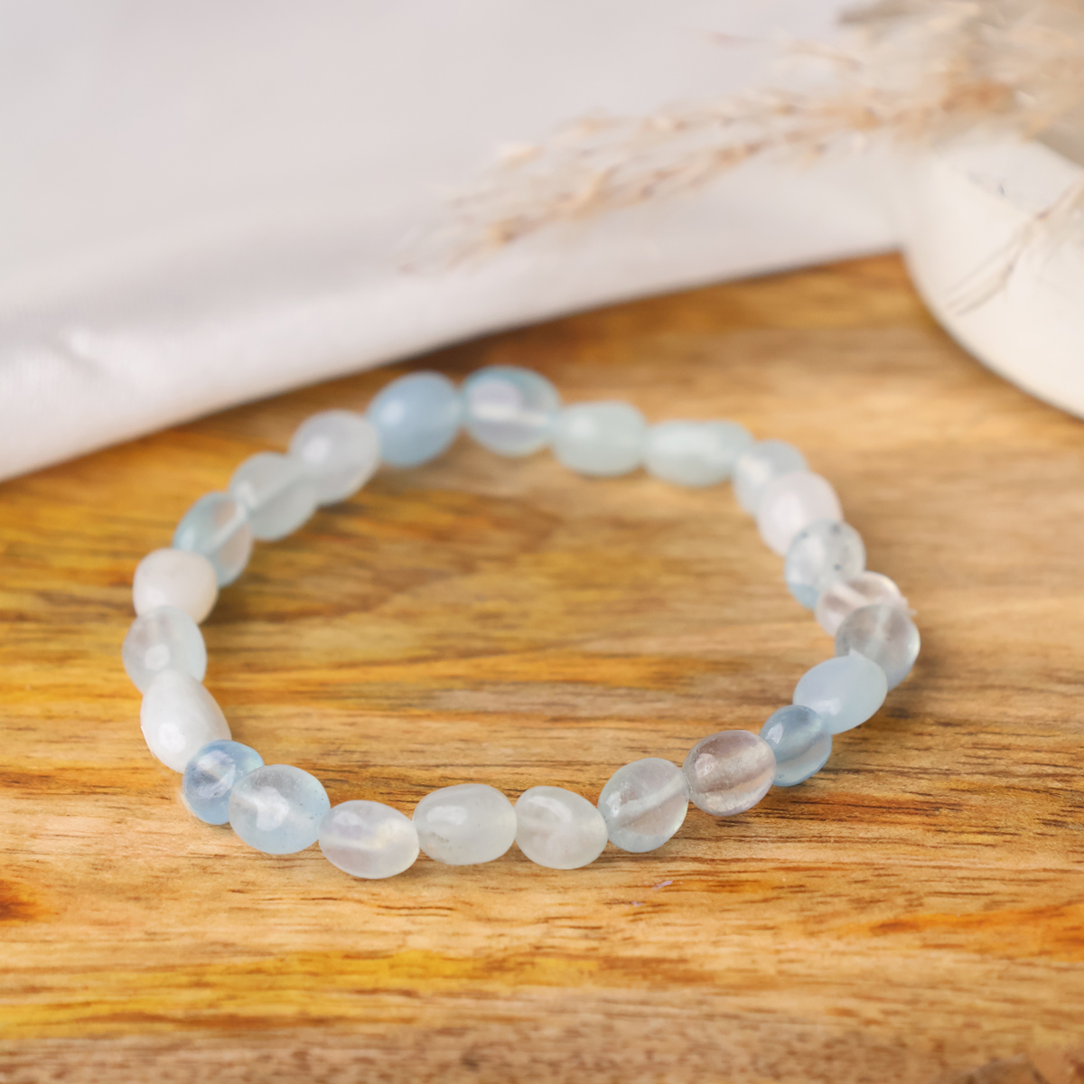 Aquamarine Small Tumble Beads Bracelet-Shubhanjali Store (3) aquamarine small tumble beads bracelet