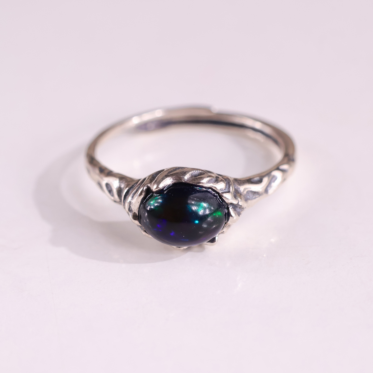 Black Opal Silver Ring-Shubhanjali Store (2) black opal silver ring