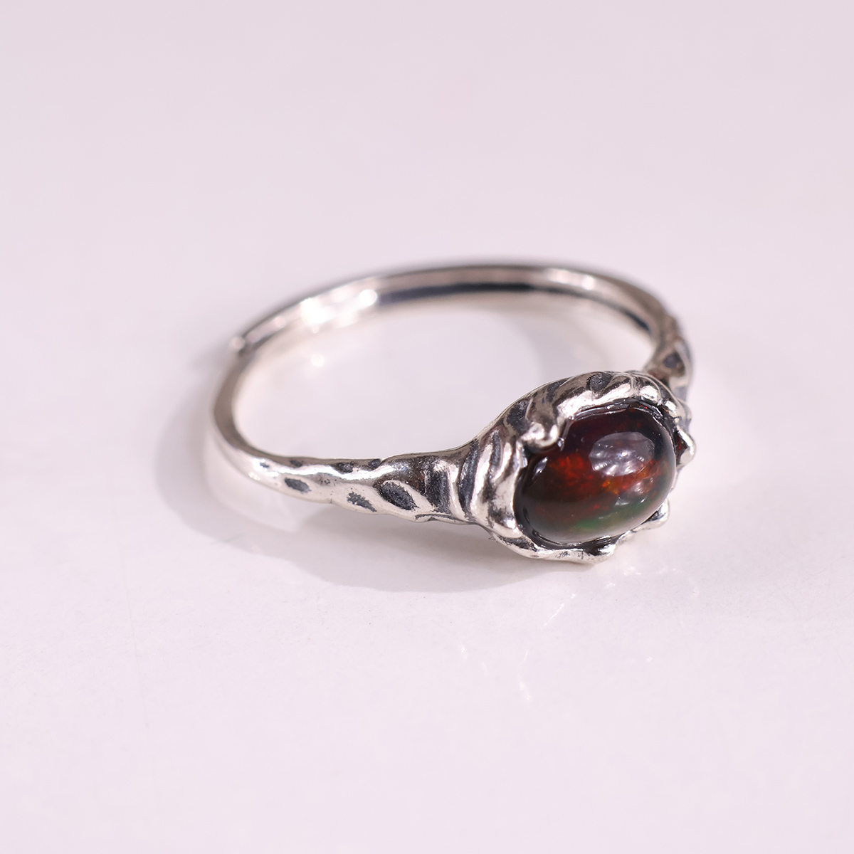 Black Opal Silver Ring-Shubhanjali Store (3) black opal silver ring