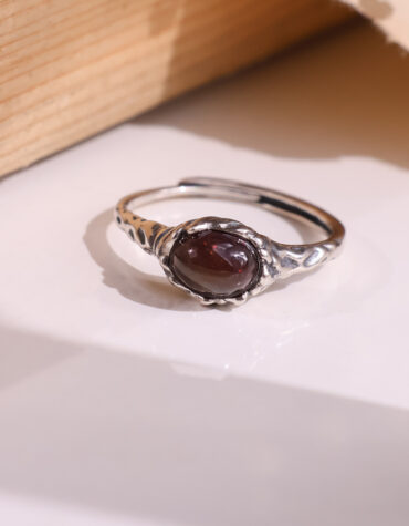 black opal silver ring