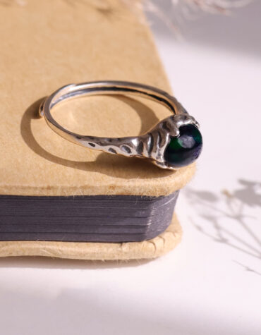 black opal silver ring