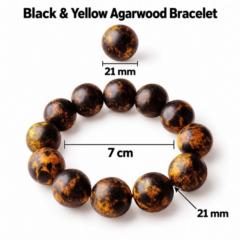 Black & Yellow Agarwood Bracelet 21mm black & yellow agarwood bracelet 21mm