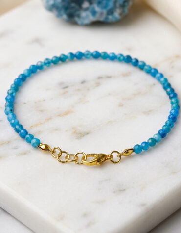 blue apatite faceted bracelet 3mm