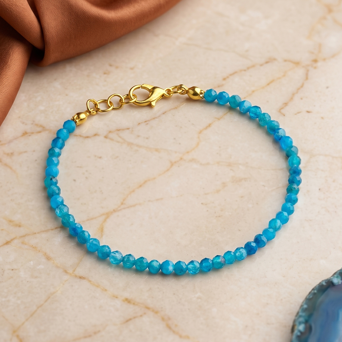 Blue Apatite Faceted Bracelet - Shubhanjali Store (2) blue apatite faceted bracelet 3mm