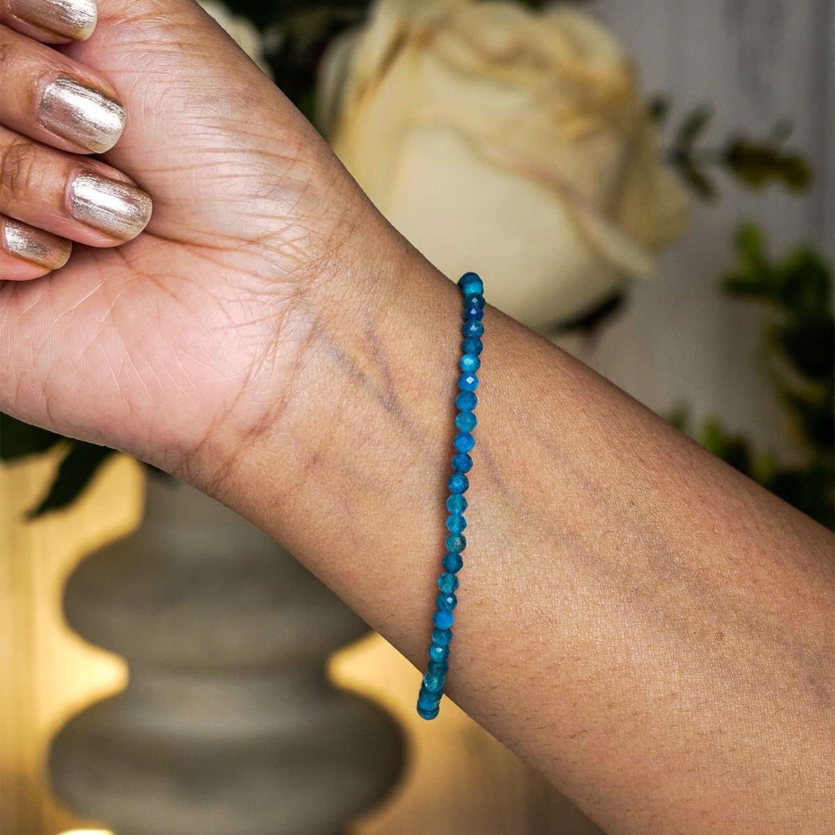 Blue Apatite Faceted Bracelet - Shubhanjali Store (3) blue apatite faceted bracelet 3mm