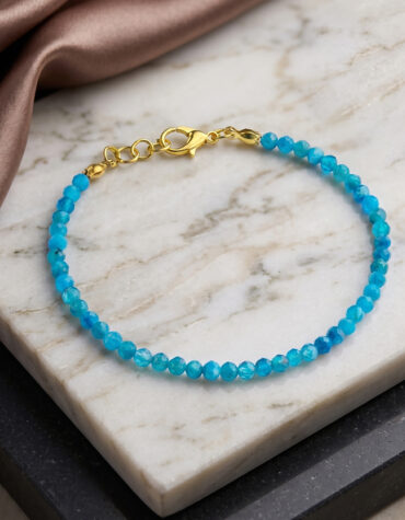 blue apatite faceted bracelet 3mm