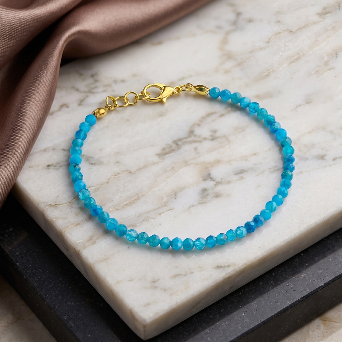Blue Apatite Faceted Bracelet - Shubhanjali Store (5) blue apatite faceted bracelet 3mm