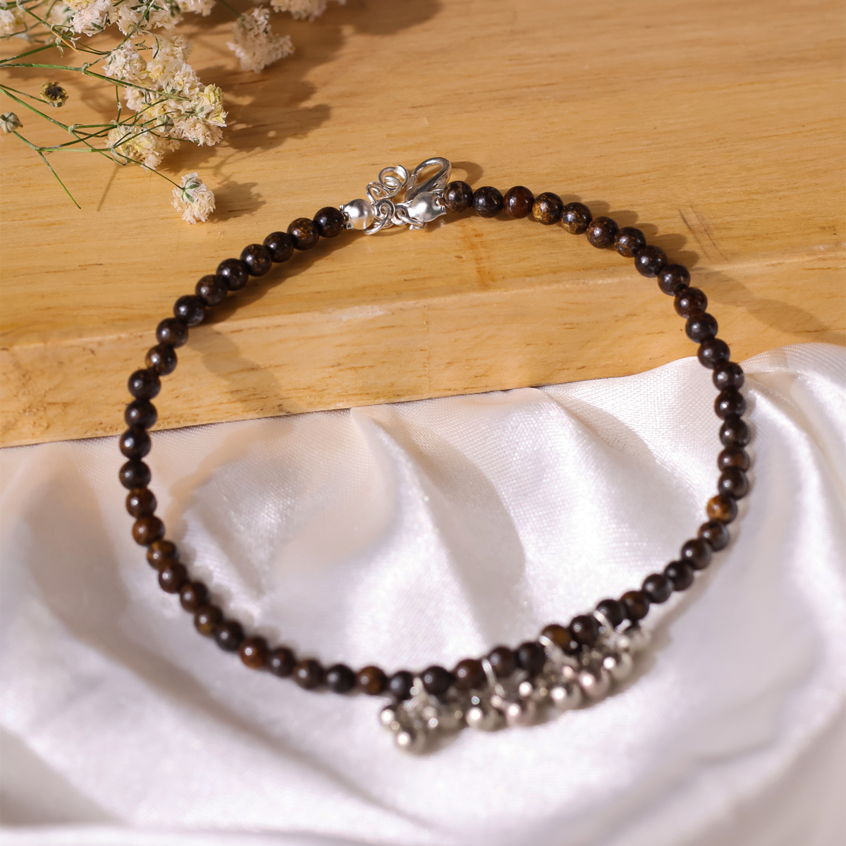 Bronzite Anklet 4mm-Shubhanjali Store (2) bronzite anklet 4mm